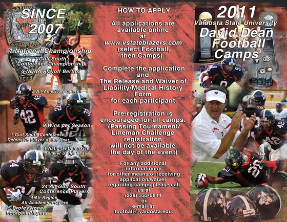 Valdosta Football Camp Brochure 2011: Front
